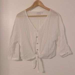 Gauzy Button up Crop top with front tie